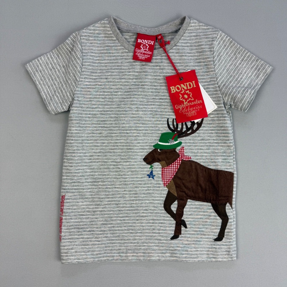 Bondi Kidswear German Deer Tee Alpine Folk Critter Novelty Embroidered Shirt